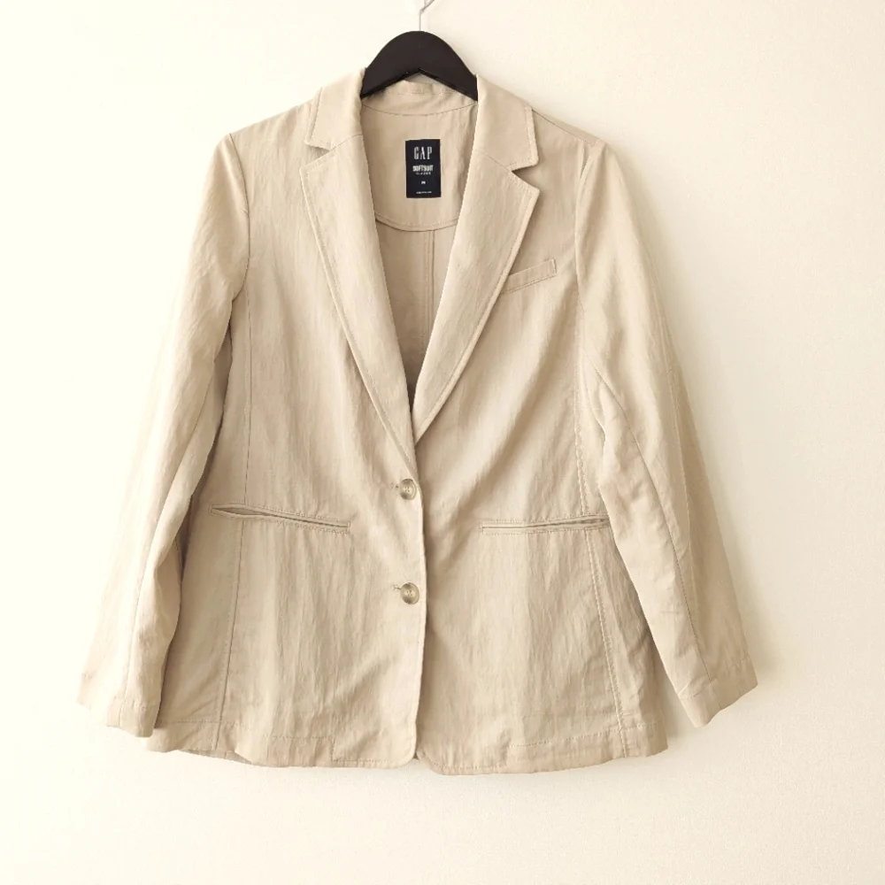 LIKE NEW GAP Soft Suit Tencel Blazer Tan Khaki Medium - Picture 3 of 15